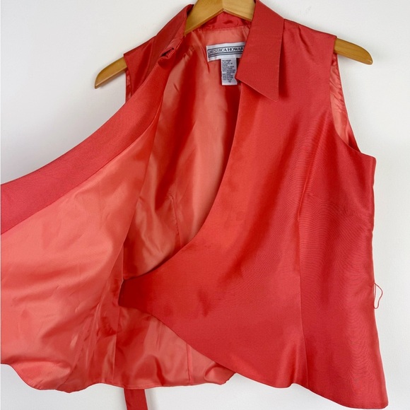 Jessica Howard Vintage Coral Silk Wrap Blouse - Picture 10 of 10